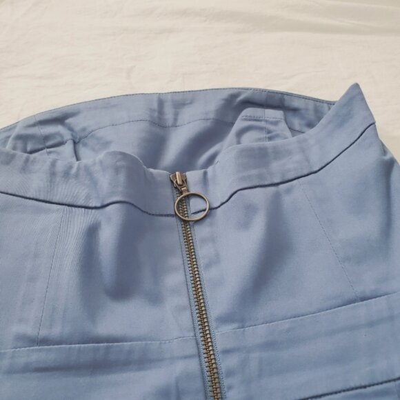 FRENCH CONNECTION- Cerulean Frost Blue Tiffany Strapless Pleated Pocket … - Picture 5 of 10